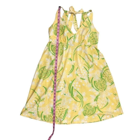 Lilly Pulitzer yellow green white knit tank dress Noella small halter open back - Picture 14 of 15